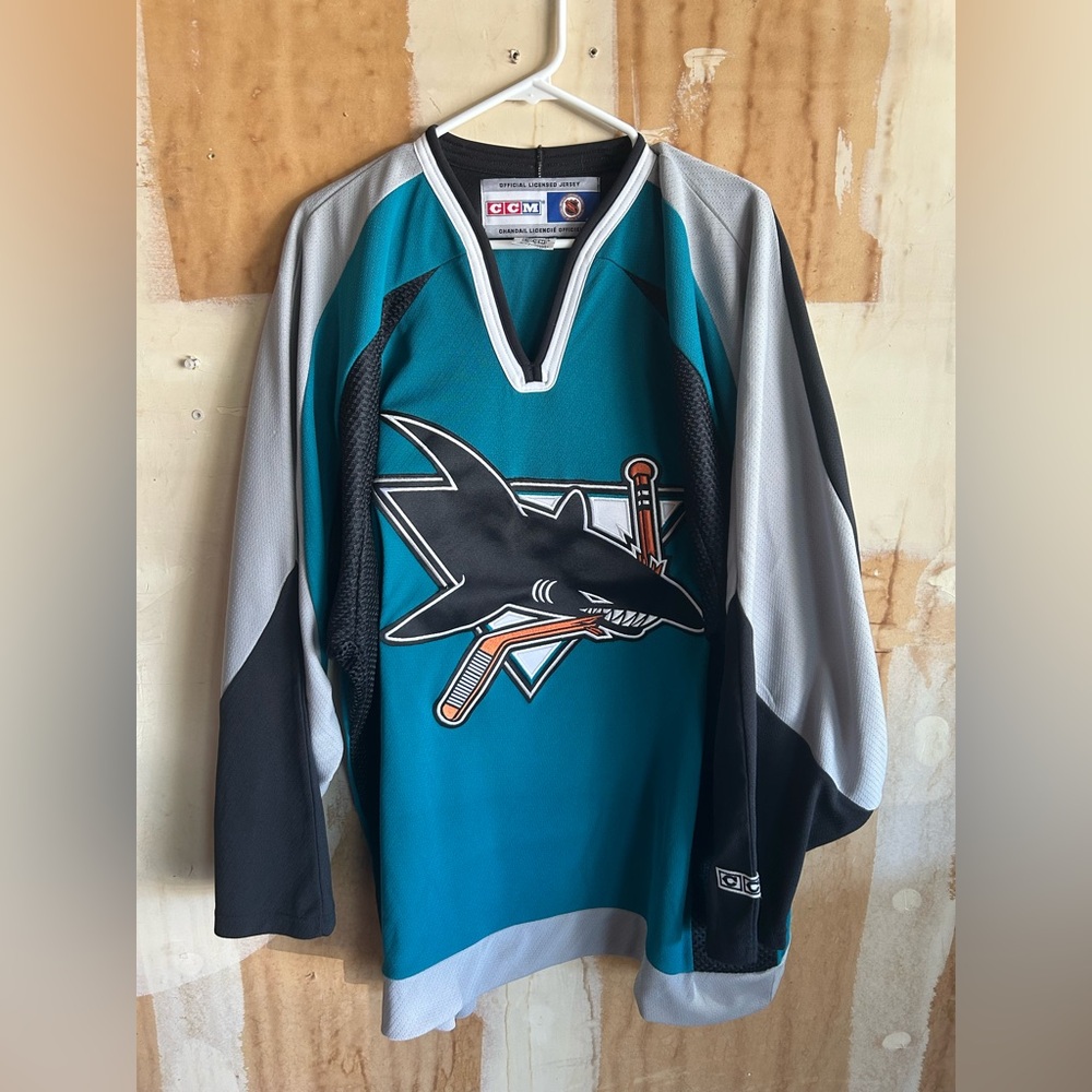 1998-2007 San Jose Sharks Home Teal CCM Jersey - Size XL